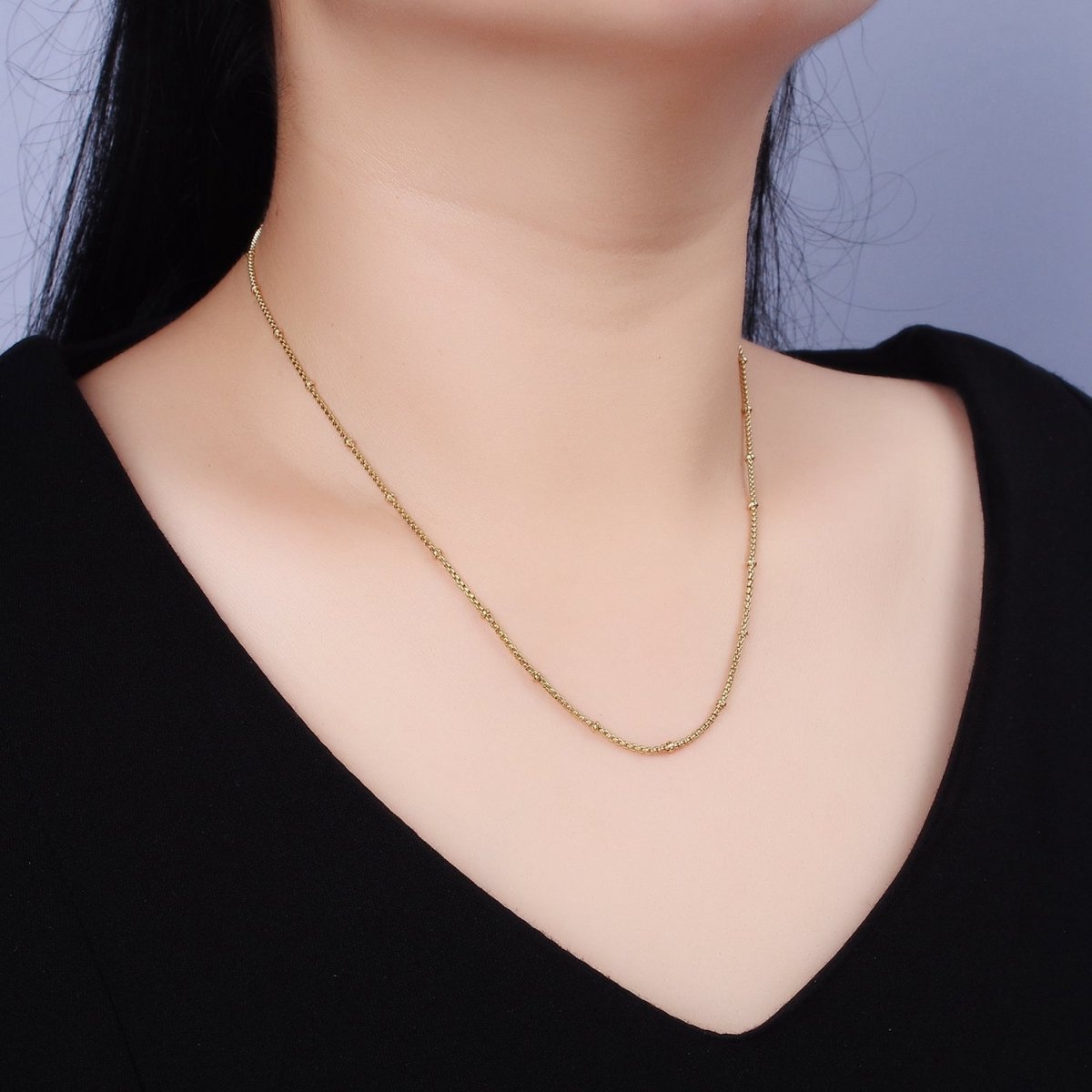 Stainless Steel 2mm Satellite Box 18 Inch Chain Necklace in Gold &amp; Silver | WA-2024 Clearance Pricing