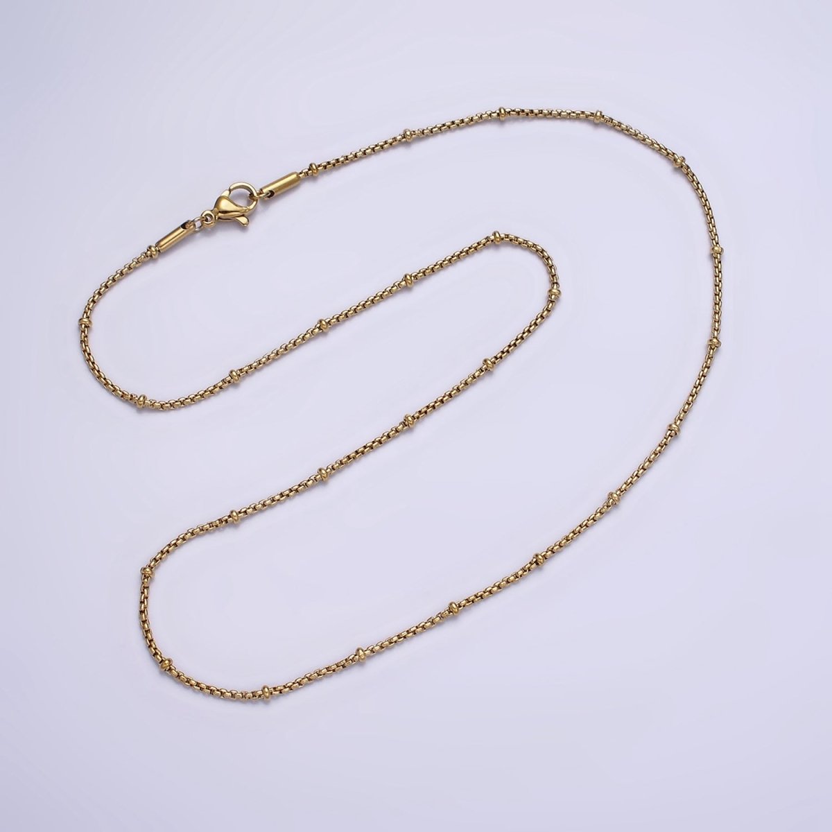 Stainless Steel 2mm Satellite Box 18 Inch Chain Necklace in Gold &amp; Silver | WA-2024 Clearance Pricing