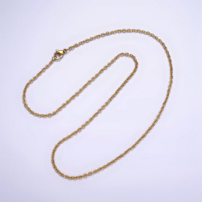 Stainless Steel 2mm Sunburst Cable 18 Inch Layering Chain Necklace in Gold &amp; Silver | WA-1994 WA-2107 Clearance Pricing