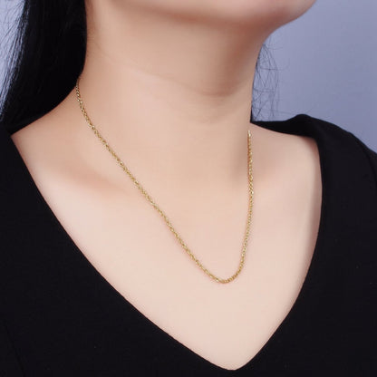 Stainless Steel 2mm Sunburst Cable 18 Inch Layering Chain Necklace in Gold &amp; Silver | WA-1994 WA-2107 Clearance Pricing