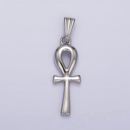 Stainless Steel 30mm Egyptian Ankh Cross Pendant in Silver &amp; Gold | P-767