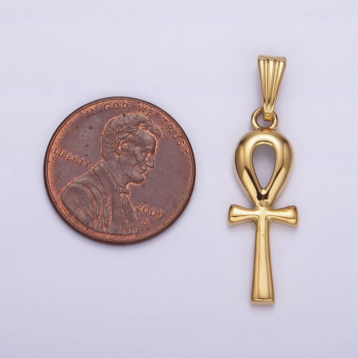 Stainless Steel 30mm Egyptian Ankh Cross Pendant in Silver &amp; Gold | P-767