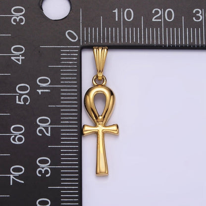 Stainless Steel 30mm Egyptian Ankh Cross Pendant in Silver &amp; Gold | P-767