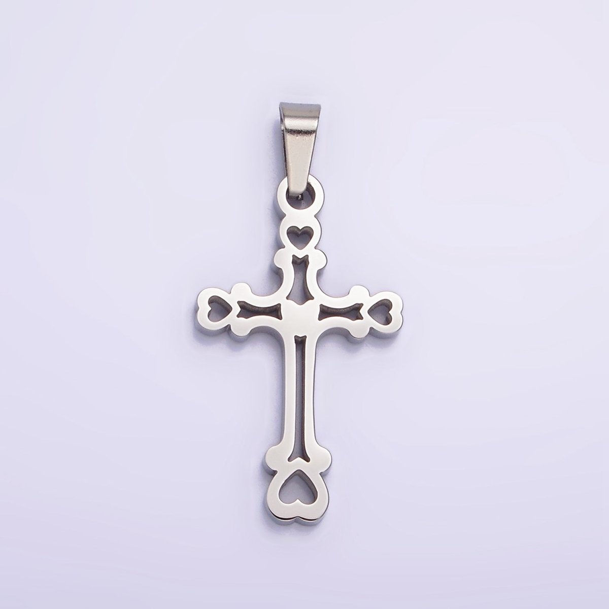 Stainless Steel 30mm Open Heart Passion Cross Pendant in Gold &amp; Silver | P-753