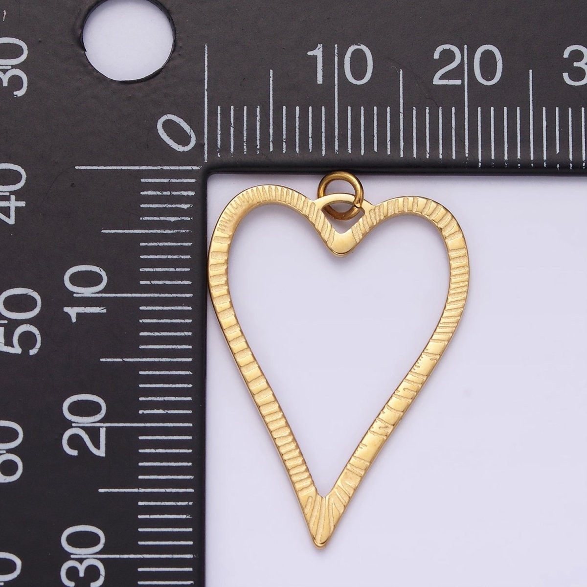 Stainless Steel 30mm Open Sunburst Heart Charm in Gold &amp; Silver | P1300