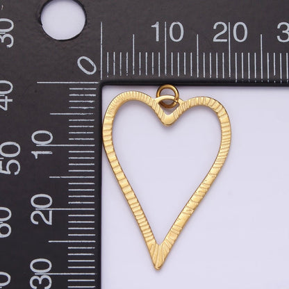 Stainless Steel 30mm Open Sunburst Heart Charm in Gold &amp; Silver | P1300