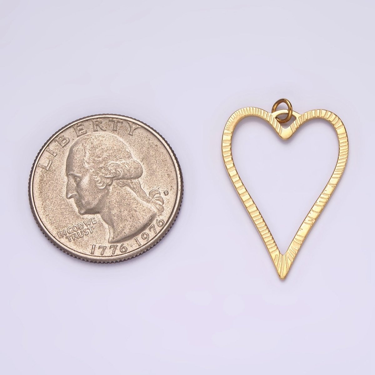 Stainless Steel 30mm Open Sunburst Heart Charm in Gold &amp; Silver | P1300