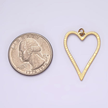 Stainless Steel 30mm Open Sunburst Heart Charm in Gold &amp; Silver | P1300