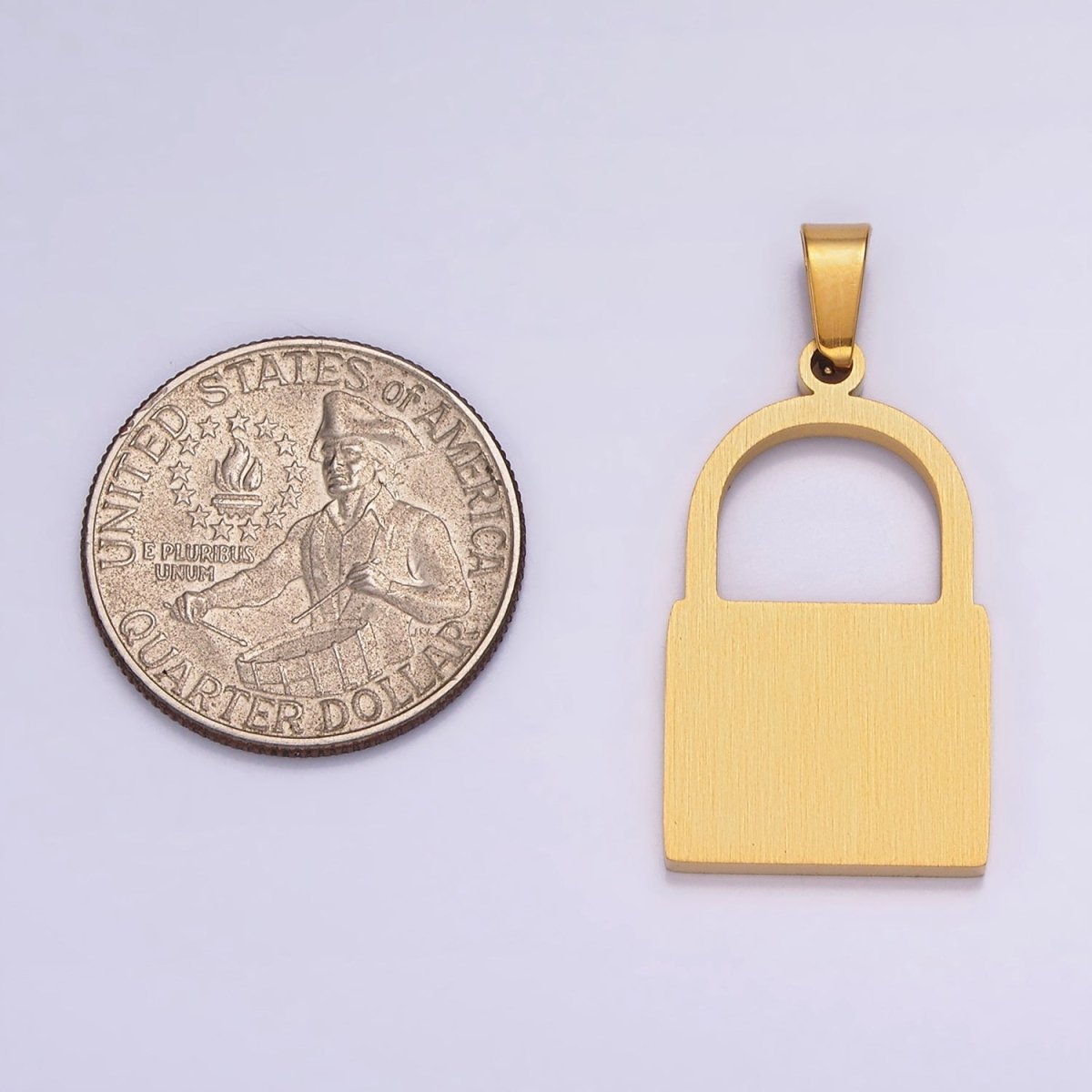 Stainless Steel 30mm Padlock Minimalist Pendant in Gold &amp; Silver | P-846