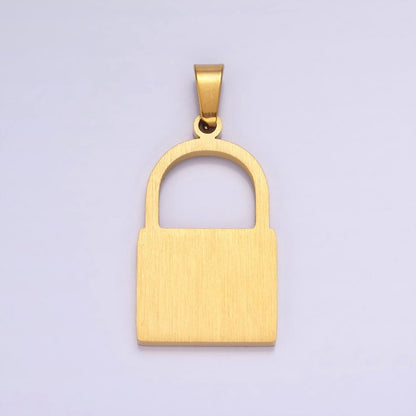 Stainless Steel 30mm Padlock Minimalist Pendant in Gold &amp; Silver | P-846