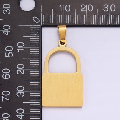 Stainless Steel 30mm Padlock Minimalist Pendant in Gold &amp; Silver | P-846