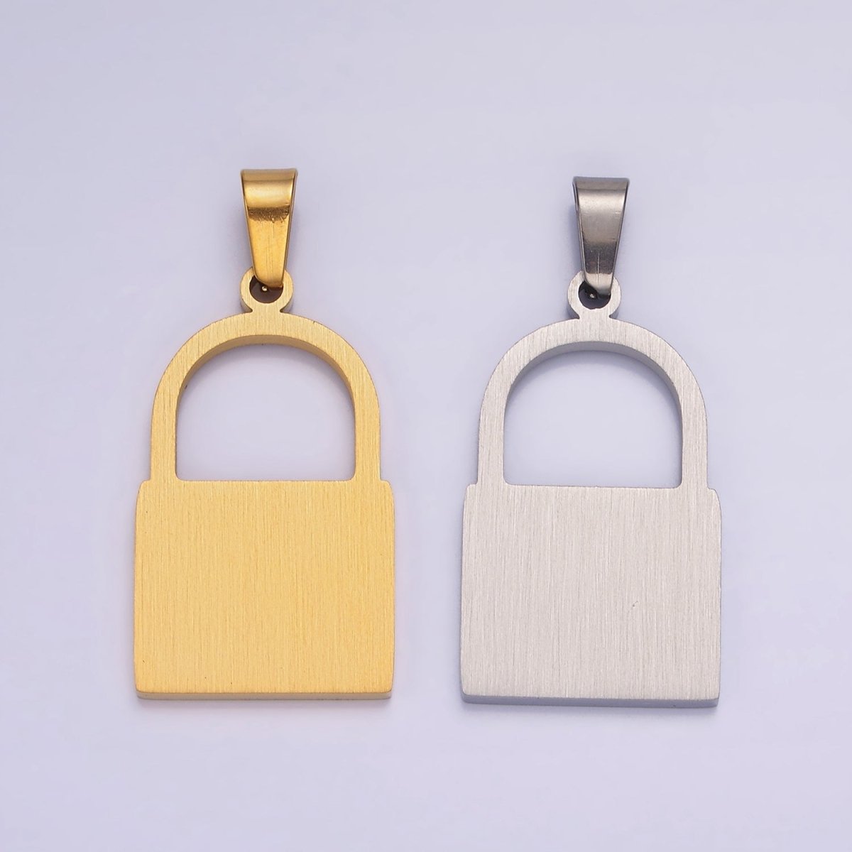 Stainless Steel 30mm Padlock Minimalist Pendant in Gold &amp; Silver | P-846