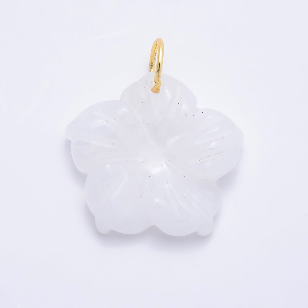 Stainless Steel 30mm White Quartz, Aventurine, Rose Quartz Gemstone Flower Charm | Charms-01425