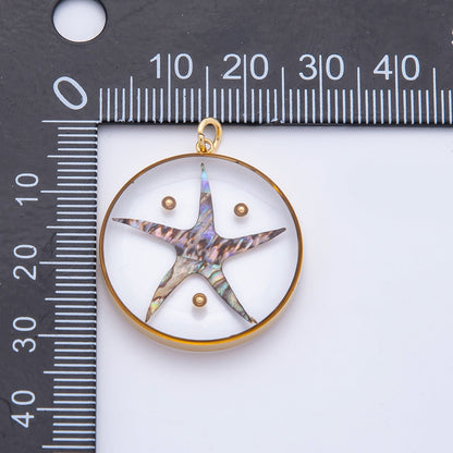 Stainless Steel 32.5mm Resin Under the Sea Starfish Charm | J804