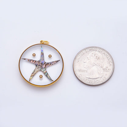 Stainless Steel 32.5mm Resin Under the Sea Starfish Charm | J804