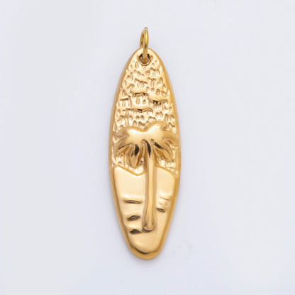 Stainless Steel 33.5mm Hawaiian Surfer Nautical Palm Tree Charm | C-066