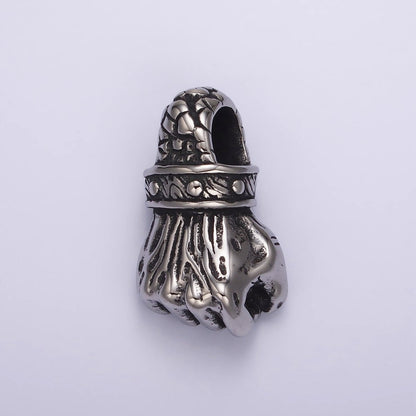 Stainless Steel 34.2mm Silver Fist Hammering Hand Gesture Charm Pendant | P1184