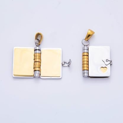 Stainless Steel 34.5mm Diary Open-Book Charm | P-742 P-744
