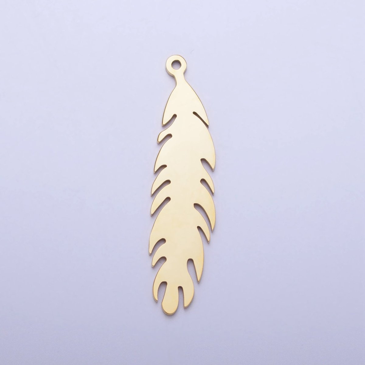 Stainless Steel 34.8mm Nature Long Leaf Add-On Charm in Gold &amp; Silver | P-924