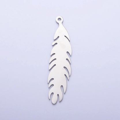 Stainless Steel 34.8mm Nature Long Leaf Add-On Charm in Gold &amp; Silver | P-924