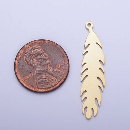 Stainless Steel 34.8mm Nature Long Leaf Add-On Charm in Gold &amp; Silver | P-924