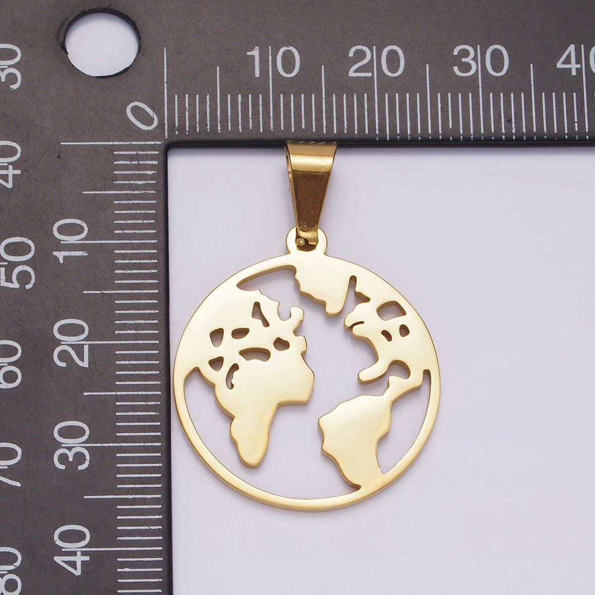 Stainless Steel 35.5mm Open Globe World Map Pendant in Silver &amp; Gold | P-819