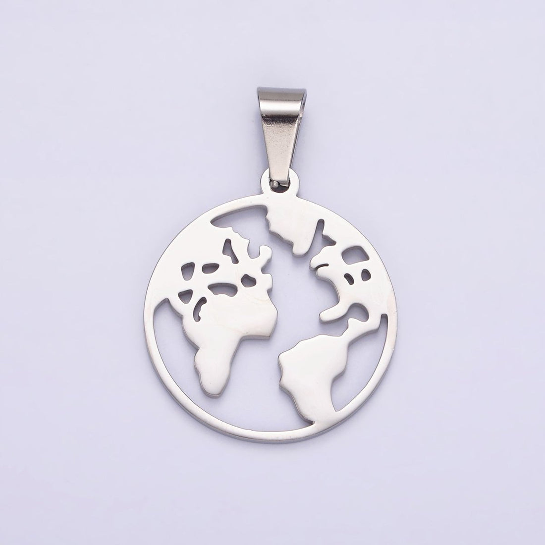 Stainless Steel 35.5mm Open Globe World Map Pendant in Silver &amp; Gold | P-819
