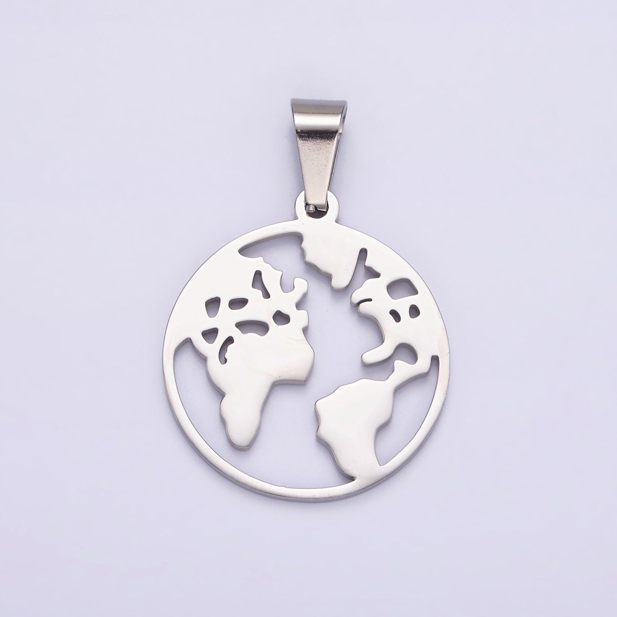 Stainless Steel 35.5mm Open Globe World Map Pendant in Silver &amp; Gold | P-819