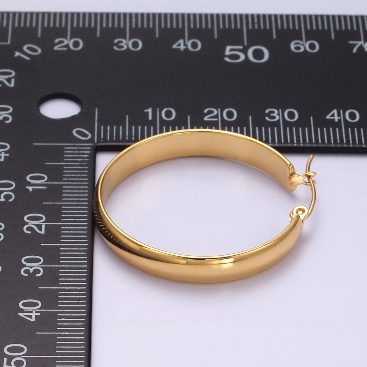 Stainless Steel 35mm, 45mm, 55mm Minimalist Thin Wide Latch Hoop Earrings | AE229 - AE234