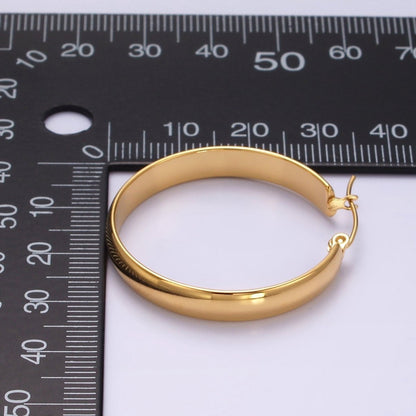 Stainless Steel 35mm, 45mm, 55mm Minimalist Thin Wide Latch Hoop Earrings | AE229 - AE234