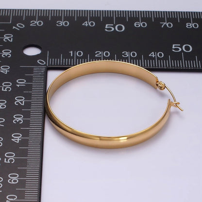 Stainless Steel 35mm, 45mm, 55mm Minimalist Thin Wide Latch Hoop Earrings | AE229 - AE234