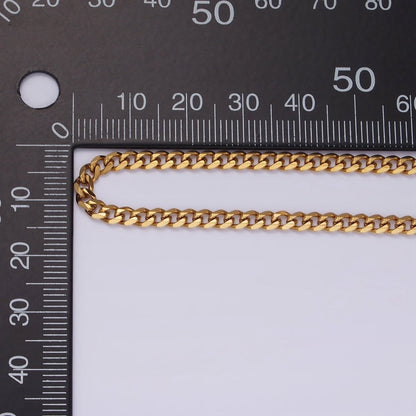 Stainless Steel 3.5mm Concave Curb 18 Inch Layering Chain Necklace | WA-2317 Clearance Pricing
