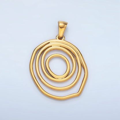 Stainless Steel 35mm Multiple Circular Band Geometric Pendant | P1486