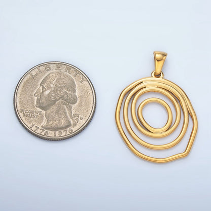 Stainless Steel 35mm Multiple Circular Band Geometric Pendant | P1486