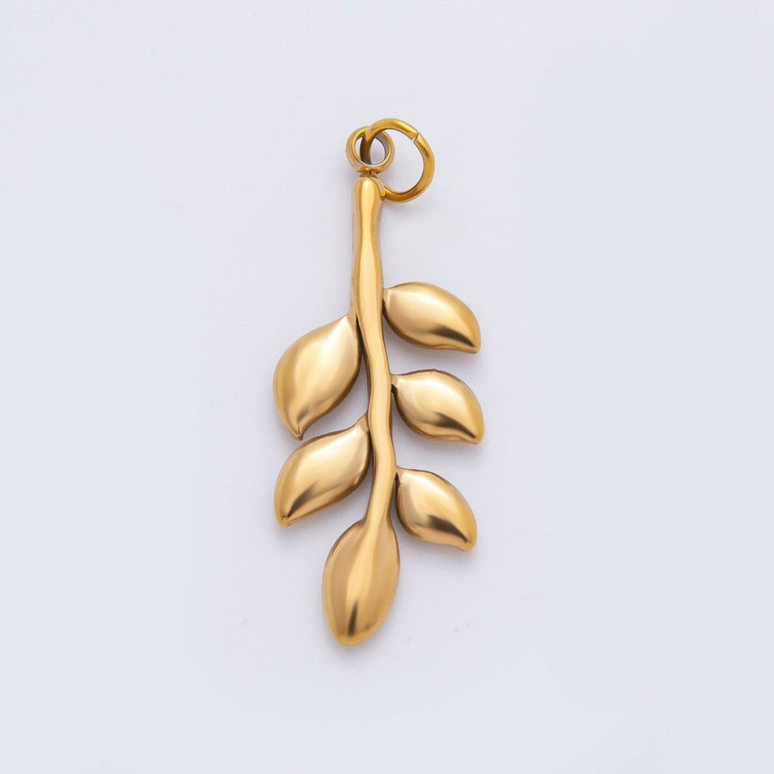 Stainless Steel 35mm Olive Branch Foliage Leaf Plant Minimalist Charm | C-111