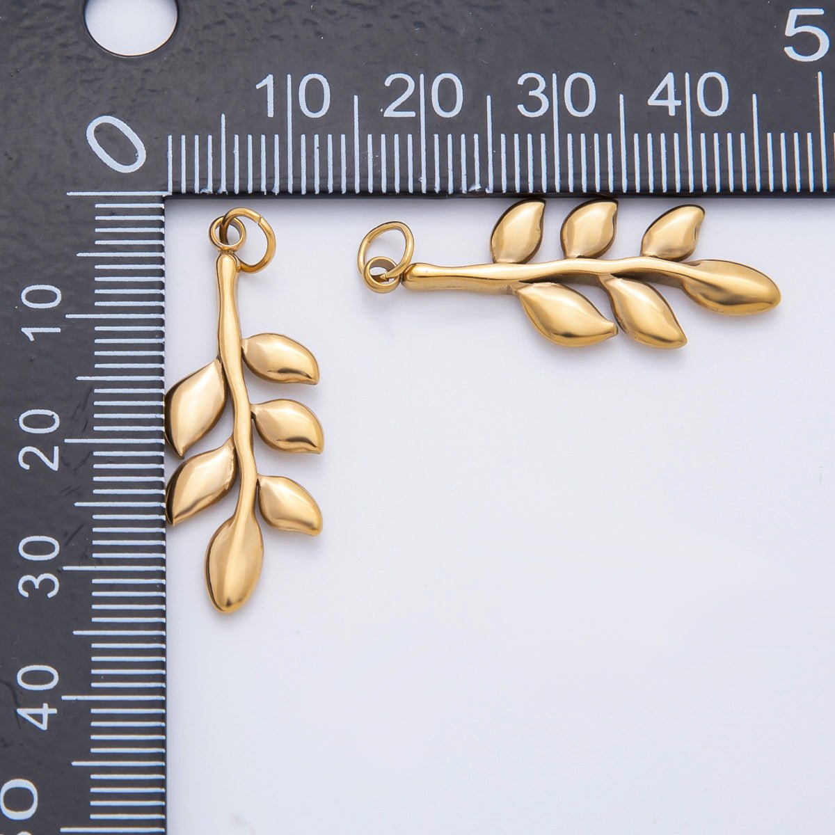 Stainless Steel 35mm Olive Branch Foliage Leaf Plant Minimalist Charm | C-111