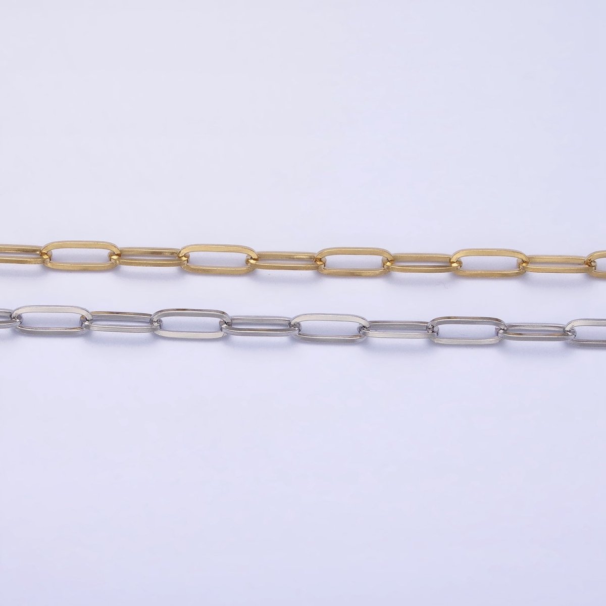 Stainless Steel 3.5mm Paperclip Link Unfinished Chain in Gold &amp; Silver by Yard | ROLL-1354 ROLL-1355 Clearance Pricing