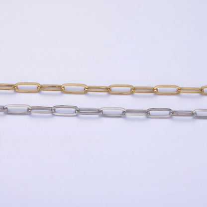Stainless Steel 3.5mm Paperclip Link Unfinished Chain in Gold &amp; Silver by Yard | ROLL-1354 ROLL-1355 Clearance Pricing
