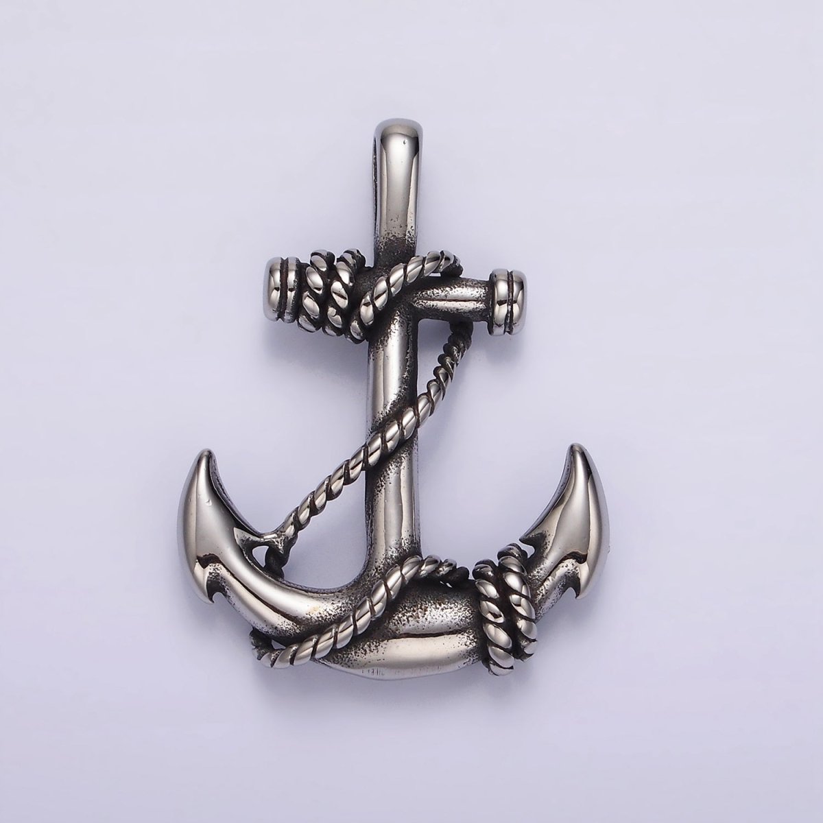 Stainless Steel Nautical Anchor Rope Tied Pendant in Gold &amp; Silver | P1201