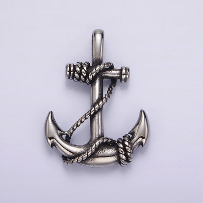 Stainless Steel Nautical Anchor Rope Tied Pendant in Gold &amp; Silver | P1201