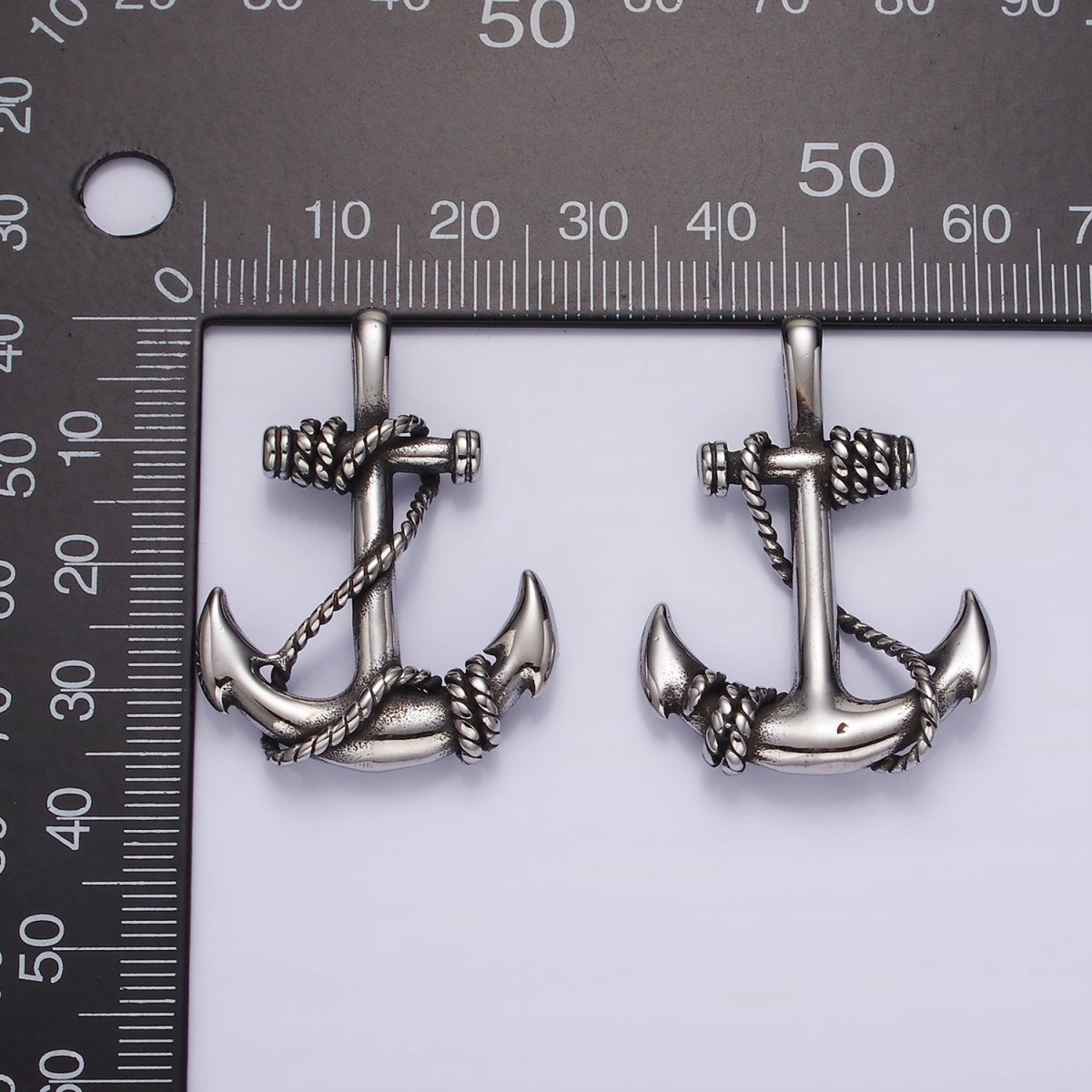 Stainless Steel Nautical Anchor Rope Tied Pendant in Gold &amp; Silver | P1201