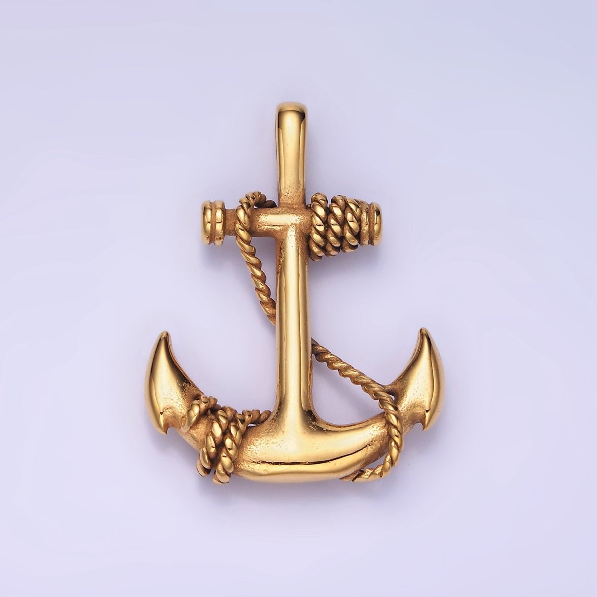 Stainless Steel Nautical Anchor Rope Tied Pendant in Gold &amp; Silver | P1201