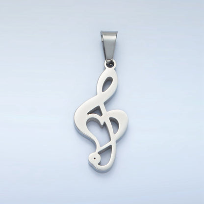 Stainless Steel 35mm Treble Clef Musical Note Pendant in Gold &amp; Silver | P1478