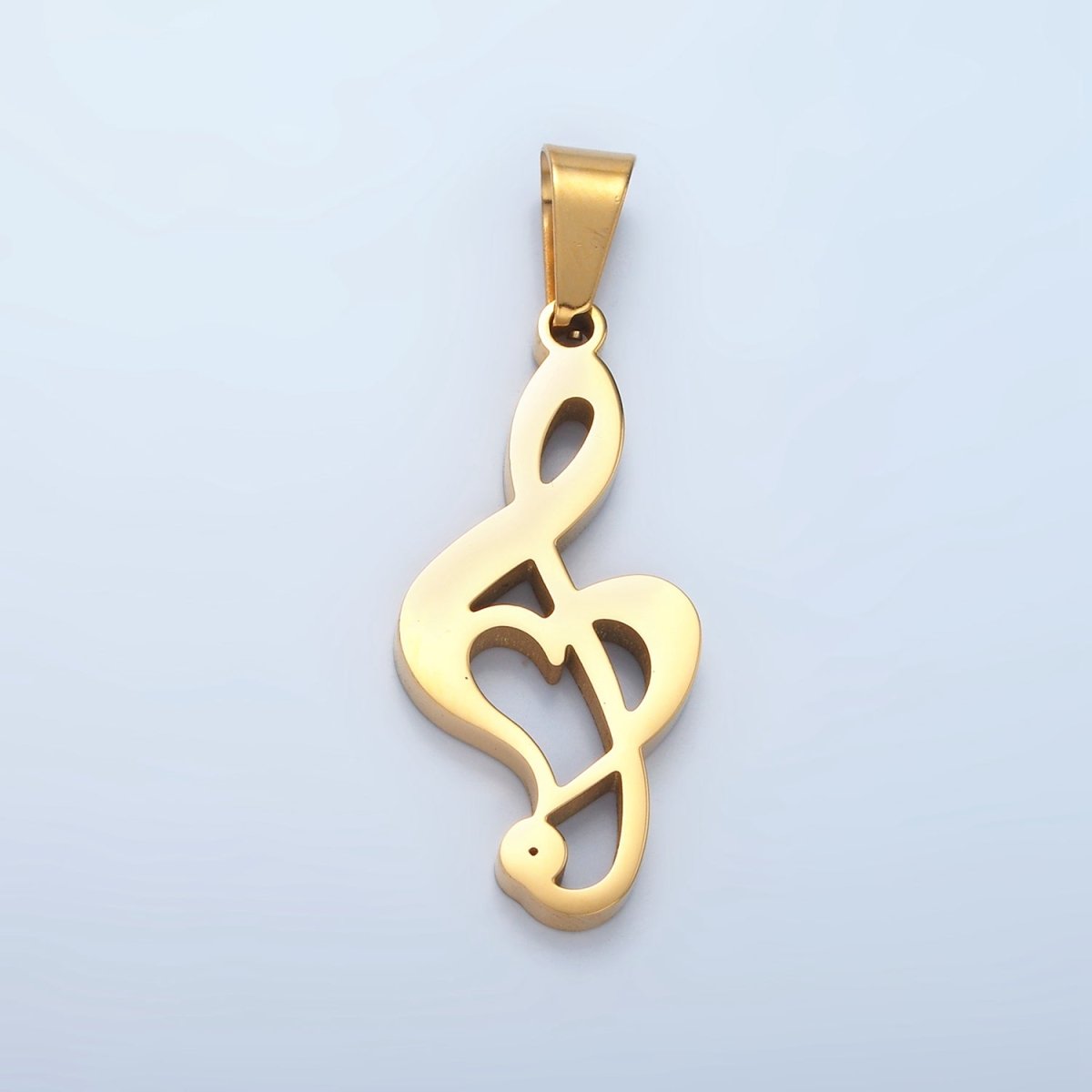 Stainless Steel 35mm Treble Clef Musical Note Pendant in Gold &amp; Silver | P1478
