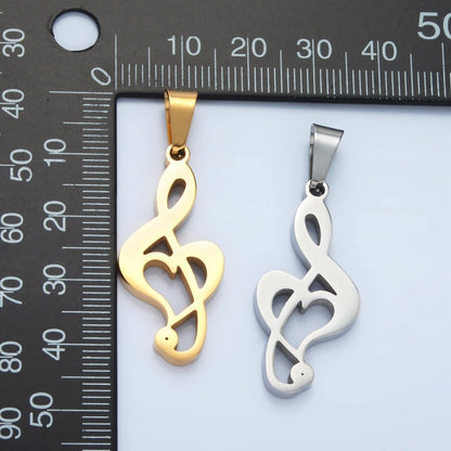 Stainless Steel 35mm Treble Clef Musical Note Pendant in Gold &amp; Silver | P1478
