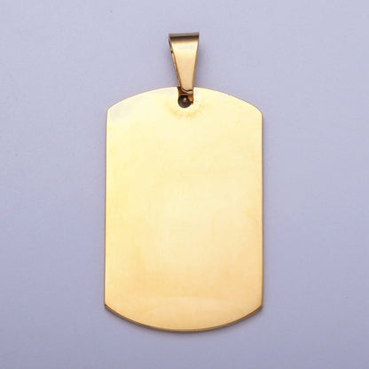 Stainless Steel 36.5mm, 48.5mm Rectangular Tag Engravable Geometric Pendant in Gold and Silver J-437 J-438 J-429 J-431