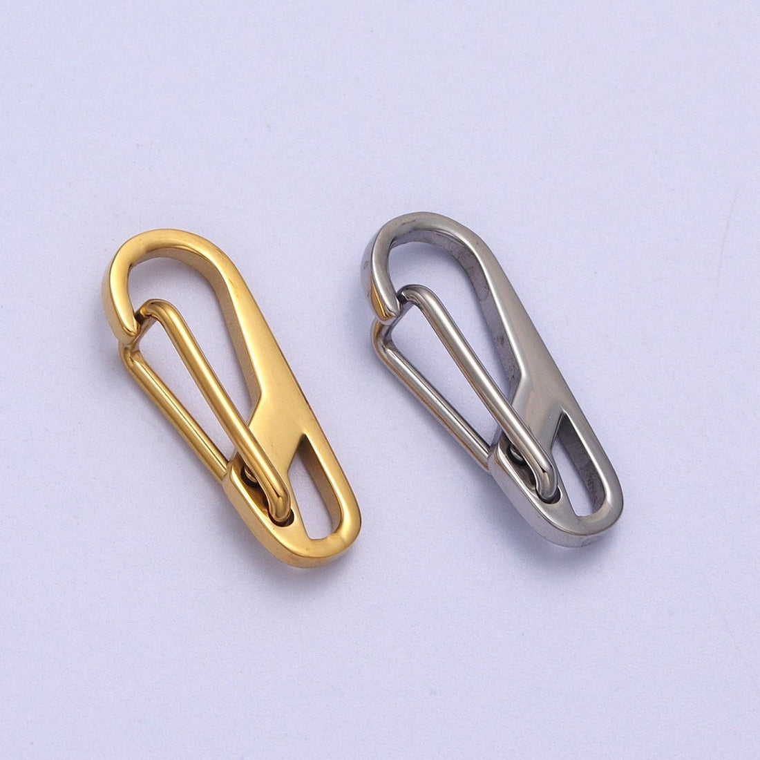 Stainless Steel 36.6mm, 22.3mm Carabiner Clip Snap Hook Jewelry Supply in Gold &amp; Silver | Z-001 - Z-004