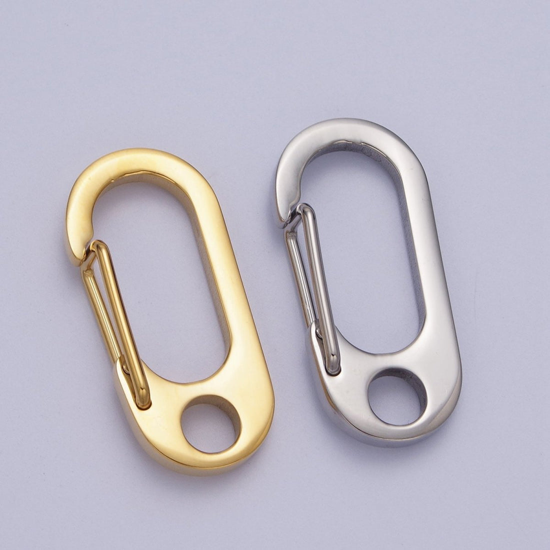 Stainless Steel 36mm, 42mm, 48mm, 53mm Oval Carabiner Clip Jewelry Supply in Gold &amp; Silver | Z-005 ~ Z-012