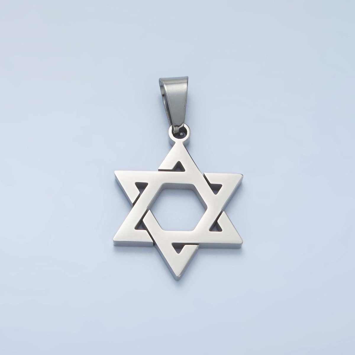 Stainless Steel 37mm Star of David Jewish Religious Open Pendant in Gold &amp; Silver | P1481