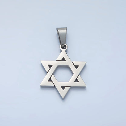 Stainless Steel 37mm Star of David Jewish Religious Open Pendant in Gold &amp; Silver | P1481